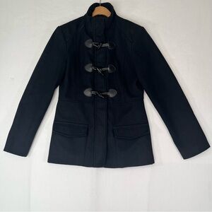 Rampage Women's  Pea Coat with Toggles Black Cozy Winter Preppy Office Work Sz M